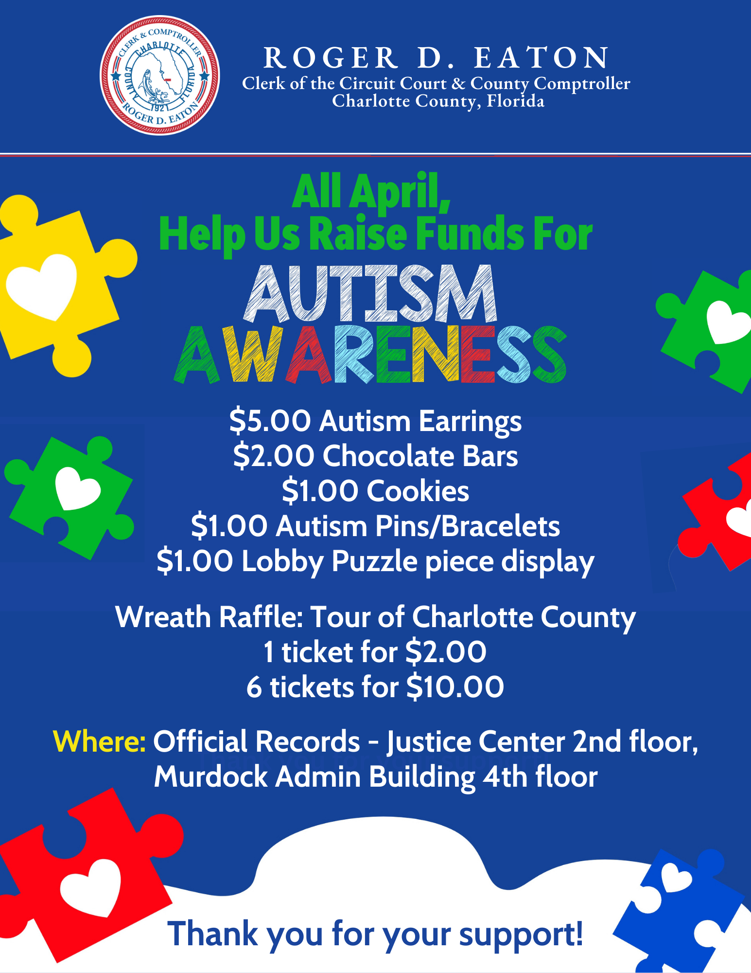 Charlotte County Clerk of Court Autism Awareness